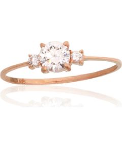 Zelta gredzens #1101183(Au-R)_CZ, Sarkanais Zelts 585°, Cirkoni, Izmērs: 17, 0.74 gr. Saderināšanās gredzeni