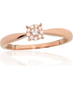 Золотое кольцо #1101181(Au-R)_CZ, Красное Золото 585°, Цирконы, Размер: 17.5, 1.23 гр. Saderināšanās gredzeni