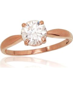 Zelta gredzens #1100808(Au-R)_CZ, Sarkanais Zelts 585°, Cirkoni, Izmērs: 19, 1.97 gr. Saderināšanās gredzeni