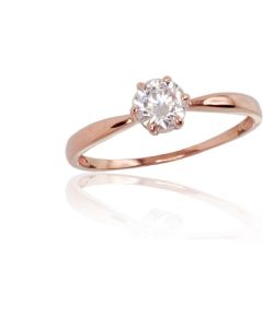 Zelta gredzens #1100536(Au-R)_CZ, Sarkanais Zelts 585°, Cirkoni, Izmērs: 18, 1.22 gr. Saderināšanās gredzeni