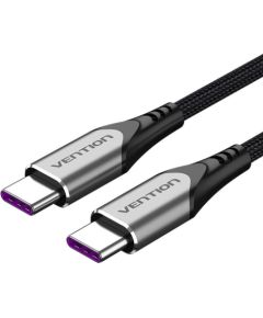 USB-C 2.0 to USB-C Cable Vention TAEHG 1.5m PD 100W Gray Data USB kabeļi