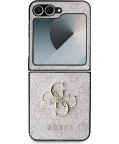 Guess PU 4G Metal Logo Case Aizsargapvalks priekš Samsung Galaxy Z Flip 6/7 FE / rozā Neoriģinālie Maciņi
