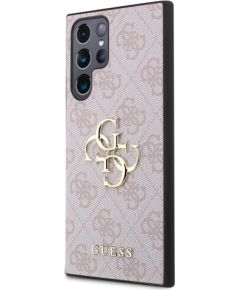 Guess PU 4G Metal Logo Case Защитный чехол для Samsung Galaxy S24 Ultra / розовый Чехлы - альтернативные