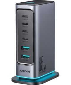 Joyroom   Joyroom JR-TCM02 multi-port GaN charger 65W EU 4x USB-C 2x USB-A - dark gray Дата USB-кабели