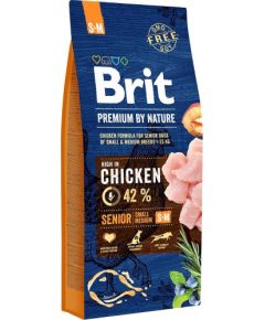 BRIT Premium by Nature Senior Small&Medium Chicken - dry dog food - 15 kg Suņu barība