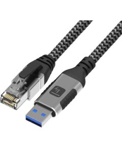 Techly ICOC U3A-RJ45-010 networking cable Black, Silver 1 m Cat6 F/UTP (FTP) Дата USB-кабели