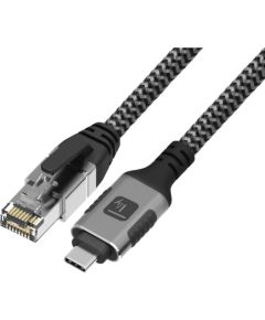 Techly ICOC U3C-RJ45-010 networking cable Silver, Black 1 m Cat6 F/UTP (FTP) Дата USB-кабели