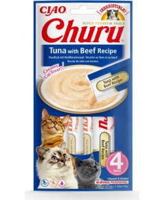INABA Churu Tuna with Beef Recipe - cat treats - 4x14 g Kaķu sausā barība