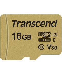 Memory card Transcend microSDHC USD500S 16GB CL10 UHS-I U3 Up to 95MB/S +adapter