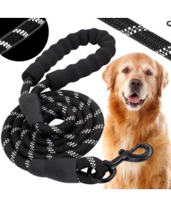 Siksna suņiem Springos PA0332, treniņsiksna suņiem līdz 50 kg, 5 m, melni-balti Citas preces