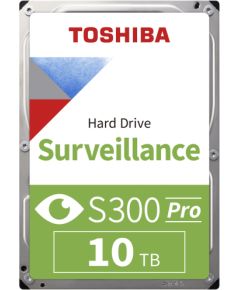 HDD Video Surveillance TOSHIBA S300 PRO 10TB CMR, 3.5'', 512MB, 7200RPM, SATA, 64 cameras, 24/7, TBW: 300 Жесткие диски (HDD)