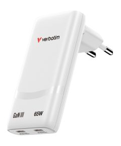 Lādētājs Verbatim Fold n Go GaN 65W USB-C White Зарядные устройства