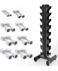 HMS Hantle CHD 16 x Różne rodzaje obciążenia w zestawie (72 kg) + Stojak STR36 Jaunumi - Sports