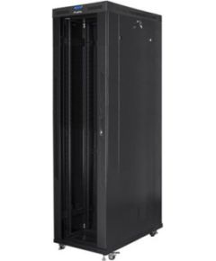 Lanberg Rack cabinet 19" free-standing 47U/800x1200 (flat pack) with glass door, LCD FF01-8247-12BL Black Serveri un to komponentes
