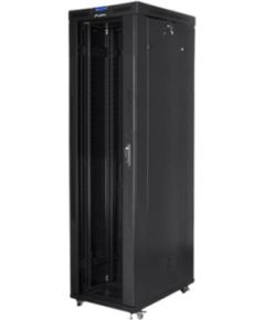 Lanberg Rack cabinet 19" free-standing 47U/800x1000 (flat pack) with glass door, LCD FF01-8047-12BL Black Serveri un to komponentes