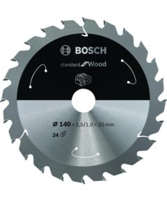 Griešanas disks kokam Bosch Standard for Wood 2608837671; 140x20 mm; Z24 Zāģripas