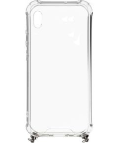 Evelatus Samsung  Galaxy A10 Silicone Transparent with Necklace TPU Strap Silver Neoriģinālie Maciņi