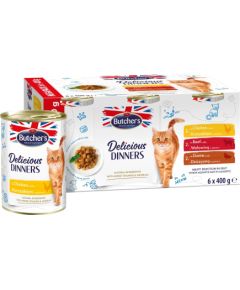 BUTCHER'S Delicious Dinners Meaty selection in jelly - wet cat food - 6 x 400g Kaķu konservi