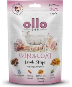 OLLO Air-Dried Skin & Coat Lamb strips - dog treat - 80g Suņu barība