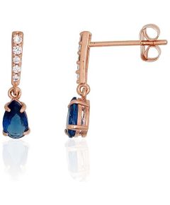 Zelta auskari-puseti #1201805(Au-R)_CZ+CZ-DB, Sarkanais Zelts 585°, Cirkoni, 0.54 gr. Puseti klasiskie