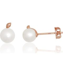Zelta auskari-puseti #1201804(Au-R)_PE, Sarkanais Zelts 585°, Pērles, 0.68 gr. Puseti klasiskie