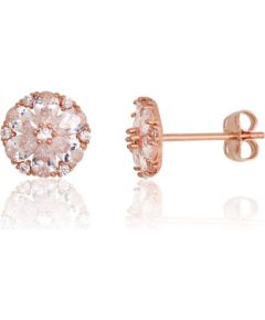 Zelta auskari-puseti #1201799(Au-R)_CZ, Sarkanais Zelts 585°, Cirkoni, 0.74 gr. Puseti klasiskie