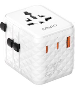 Savio AP-08 power adapter/inverter 20 W White Adapteri