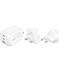 Belkin   BOOSTCHARGE 100w 2C1A Wall Charger with interchangable plug tips UK, EU, US White Telefonu lādētāji 220v