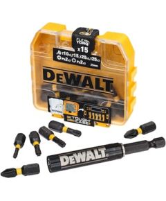 Skrūvgriežu uzgaļu komplekts DeWalt DT70577T-QZ; 15 gab. + Magnētisks turētājs Piederumi urbjiem