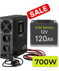 Rezerves Elektropadeves Komplekts Apkures Sistēmai 700W + 12V 120Ah akumulators UPS стабилизаторы напряжения