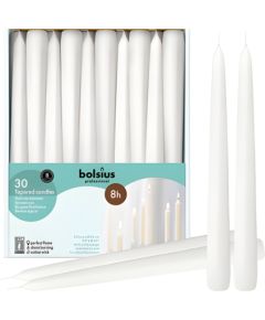 Bolsius Galda sveces Professional 30gab kastē 250/24mm baltas Sveces un svečturi