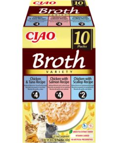 INABA CAT CIAO BROTH CHICKEN,FISH,SCALLOP 10x40g Консервы кошек