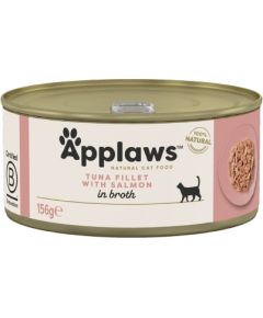 APPLAWS Tuna fillet with salmon in broth - wet cat food - 156g Kaķu konservi