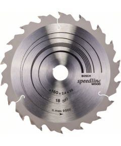 Griešanas disks kokam Bosch SPEEDLINE WOOD; 160x2,4x20,0 mm; Z18; 15° Zāģripas
