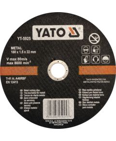Abrazīvais griešanas disks Yato YT-5925; 180x1,5x22 mm Dažādi diski