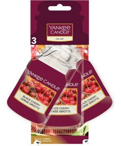 Yankee Candle Black Cherry Car Jar ( zralé třešně ) - Papírová visačka do auta 3 ks Smaržas - NESAKĀRTOTS