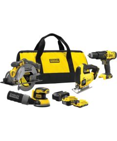 Instrumentu komplekts Stanley SFMCK412MDS-QW (SFMCD711+SFMCS500+SFMCS600+SFMCW220); 18V; 1x2,0/4,0 Ah akum. Наборы электроинструментов