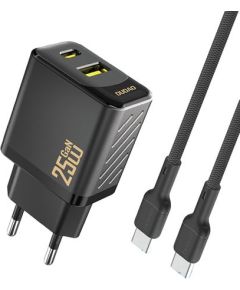 Dudao   Dudao A26TCEU PD QC 25W GaN USB-A USB-C Wall Charger with USB-C Cable Black Telefonu lādētāji 220v
