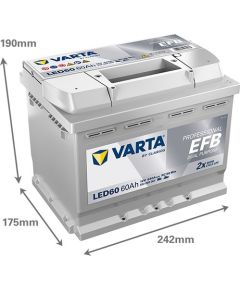 Akumulators VARTA LED60 60Ah 640A Professional DP EFB 242*175*190 -+ B13 Akumulatori