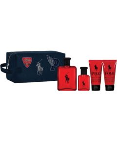 Set Ralph Lauren: Polo Red Eau De Toilette For Men 125ml + Polo Red Eau De Toilette For Men 40ml + Polo Red Moisturizing After-Shave Balm 50ml + Polo Red Shower Gel & Shampoo 2-In-1 50ml Dāvanu komplekti