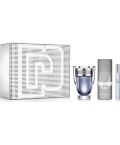 Set Paco Rabanne: Invictus Deodorant Spray For Men 150ml + Invictus Eau De Toilette For Men 100ml + Invictus Eau De Toilette For Men 10ml Dāvanu komplekti