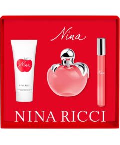 Set Nina Ricci: Nina Eau De Toilette For Women 80ml + Nina Eau De Toilette For Women 10ml + Nina Body Lotion Body 75ml Dāvanu komplekti