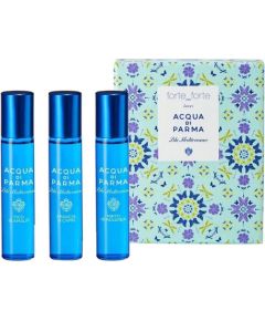 Set Acqua di Parma: Blu Mediterraneo Arancia di Capri Eau De Toilette Unisex 12ml + Blu Mediterraneo - Fico di Amalfi Eau De Toilette Unisex 12ml + Blu Mediterraneo - Mirto di Panarea Eau De Toilette Unisex 12ml Dāvanu komplekti