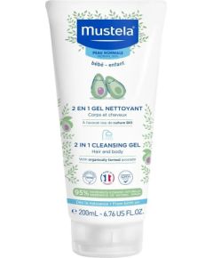 Mustela 2 In 1 Avocado Gentle Cleansing Cleansing Gel For Face & Hair 200ml Ķermeņa kosmētika