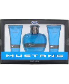 Set Ford: Mustang Blue, Eau De Toilette, For Men, 100 ml + Mustang Blue, Hydrating, After-Shave Balm, 100 ml + Mustang Blue, Hydrating, Body Wash, For Hair & Body, 100 ml Dāvanu komplekti