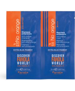 Set Fanola: No Orange, Extra Blue Pigment, Hair Treatment Cream Mask, For Nourishing, 15 ml + No Orange, Extra Blue Pigment, Hair Shampoo, For Nourishing, 15 ml Matu kopšana