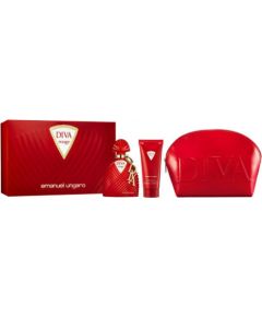 Set Emanuel Ungaro: Diva Rouge, GWP Textile Pouch, Red + Diva Rouge, Body Lotion, Body, 100 ml + Diva Rouge, Eau De Parfum, For Women, 100 ml Парфюмерные наборы