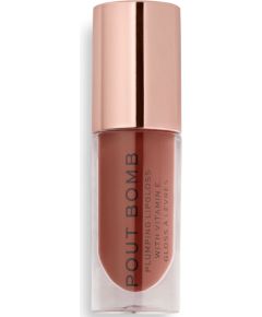 Makeup Revolution, Pout Bomb, Vitamin E, Plumping, Lip Gloss, Cookie Deep Nude, 4.6 ml Lūpu krāsas, spīdumi, balzāmi