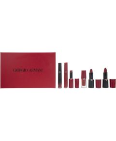 Set Giorgio Armani: Rouge d'Armani, Matte, Cream Lipstick, 400, Four Hundred, 4 g + Lip Maestro, Lip Stain, Liquid Lipstick, 400, 6.5 ml + Lip Magnet, Liquid Lipstick, 400, 3.9 ml + Ecstasy Lacquer , Shining, Lip Gloss, 400, 3 ml + Rouge d'Armani, Cream L Парфюмерные наборы