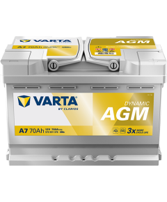 VARTA A7 70Ah 760A 12V CCA Silver Dynamic xEV AGM (E39) 278x175x190 -+ B13 Akumulators Akumulatori